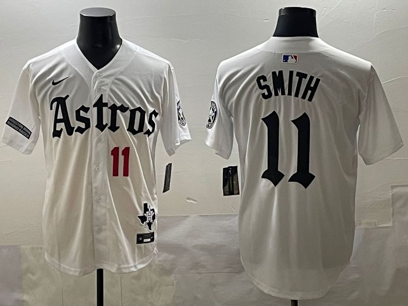 Men 2025 Houston Astros #11 Smith White Five generations Joint Name Nike MLB Jersey style 37->houston astros->MLB Jersey